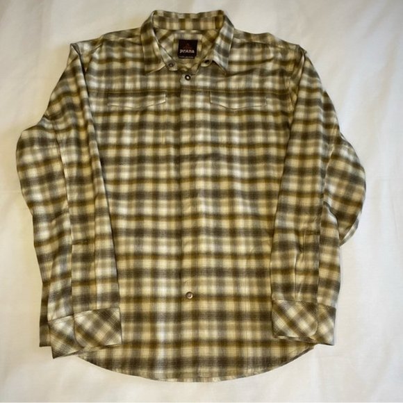 Prana Other - Prana Breathe Brown Plaid Long Sleeve Snap Shirt Pockets Men's Size Extra Large